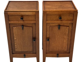 Two Art Deco Amsterdamse School Nightstands or Bedside Tables, 1920s